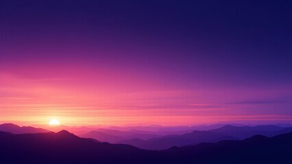 Fototapeta premium Sunset Over Mountain Range with Purple Sky