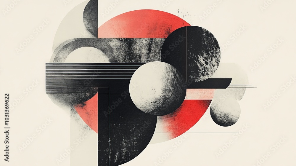 Poster a graphic design composition featuring bold typography integrated with geometric shapes, creating a 