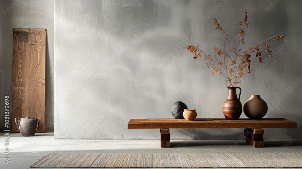 Poster minimalist design with handmade textures and natural elements