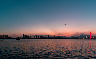 Fototapeta premium sunset over the river