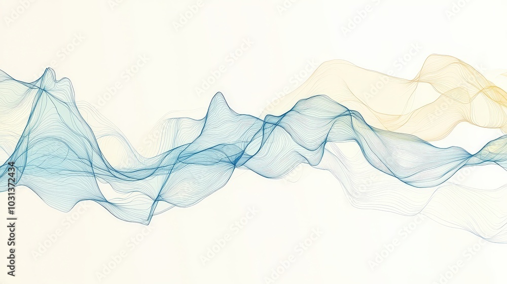 Poster abstract waves of colorful lines flowing across a serene background
