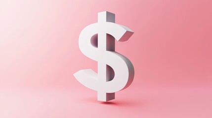 Obraz premium White Dollar Sign on Pink Background Minimalist Design