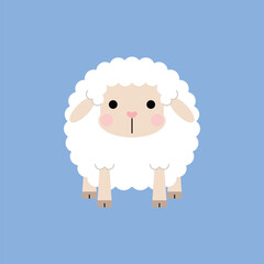 Cute cartoon sheep character. Vector illustration.