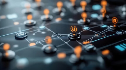 close-up view of a modern digital network connecting