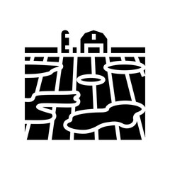 flooded farmland disaster glyph icon vector. flooded farmland disaster sign. isolated symbol illustration
