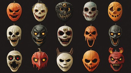 set of halloween masks