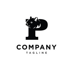 Letter P Wombat Logo Icon Vector