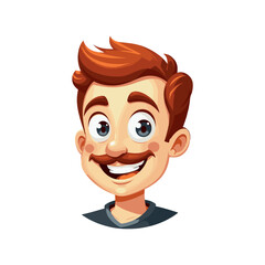 young man vector mascot icon. Happy funny smiling cartoon character mature man happy face illustration
