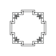 Chinese frame in traditional style. Vector illustration of Asian vintage black frame isolated on white background. For decoration of banners, holiday cards and Asian culture products.