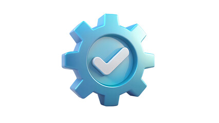 Obraz premium Blue gear with wheels, icon on white background