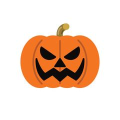 Halloween pumpkin icon. Halloween scary pumpkin with smile, happy face for the holiday Halloween. Vector illustration. 