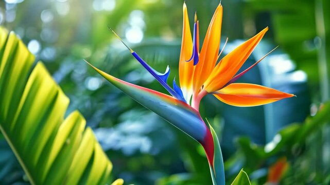 A Vibrant Bird of Paradise Flower , 4K Ultra HD footage Perfect for Professional Projects, tech presentations, product showcases and professional digital content.	
