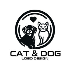 Cat And Dog Vector  Logo Design
