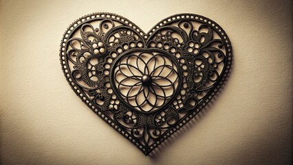 Obraz premium Elegant Black Lacy Heart Accessory for Invitations and Cards Design