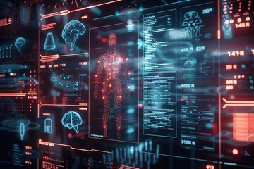Obraz premium Pancreas testing results on digital interface in laboratory or surgical background, innovative technology in science and medicine concept. medical technology