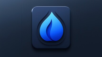 Modern blue flame logo on dark background