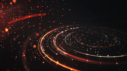 Abstract black background with Colorful circle lines. Digital future technology . Abstract business connection of lines from nodes innovation of communication in the network.