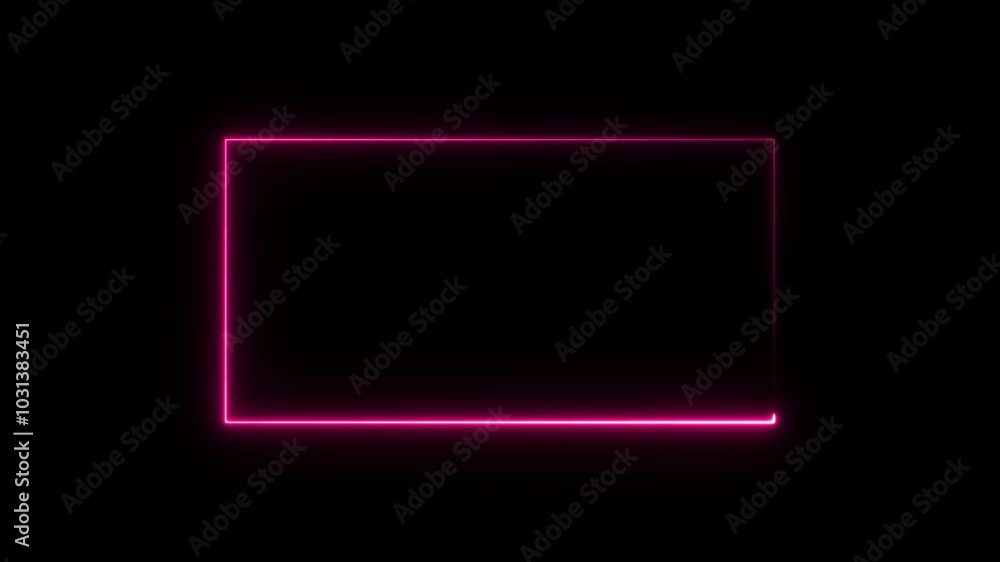 Poster light glowing neon blue color picture frame rectangle animation icon. shape rectangle glowing and fu