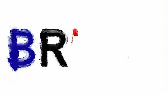 Paintbrush Writing Animated Text in Bright Colors on White Background