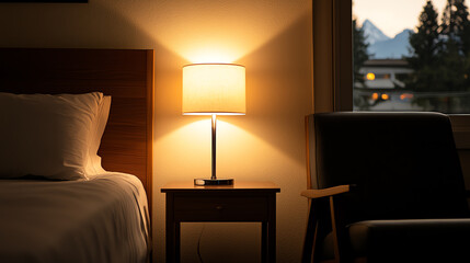 Cozy bedside lamp illuminating a room