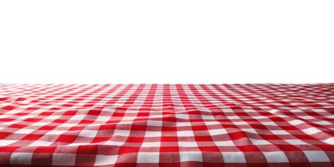 Forced perspective of red and white checkered picnic blanket