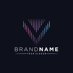 letter v audio logo design element vector template