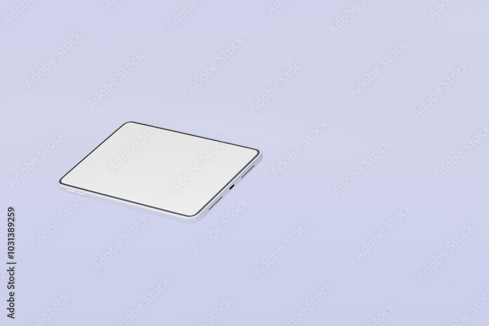 Poster 3d realistic tablet with blank white screen for mockup icon. minimal tablet computer empty screen ic