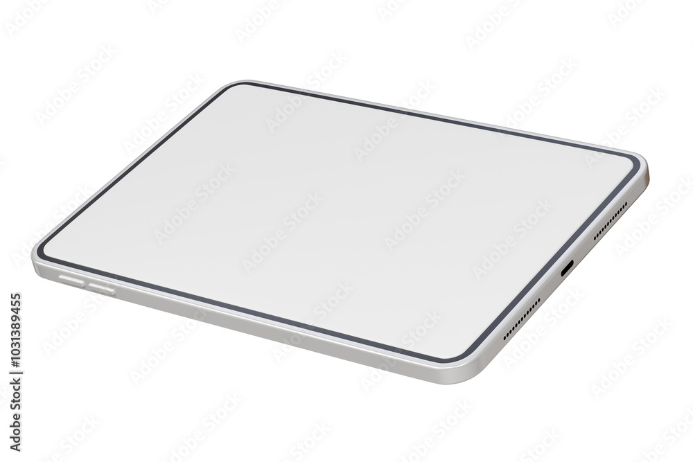 Poster 3d realistic tablet with blank white screen for mockup icon. minimal tablet computer empty screen ic