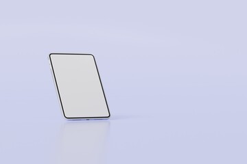 3d Realistic tablet with blank white screen for mockup icon. Minimal tablet computer empty screen icon isolated on purple background. Computer electronics technology used everyday concept. 3d render.