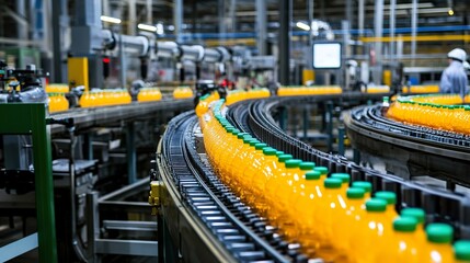 A factory assembly line producing consumer goods, with efficiency and precision driving the operation