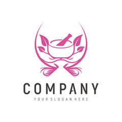 Fototapeta premium herbal medicine logo design element vector template