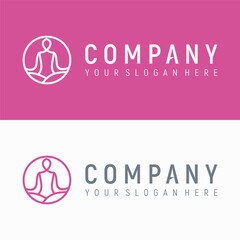 people yoga logo design element vector