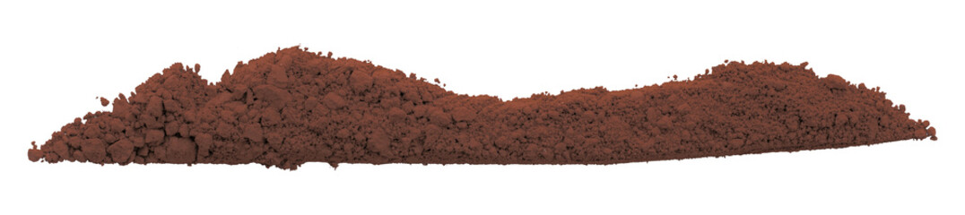 Brown powder isolated on transparent background.