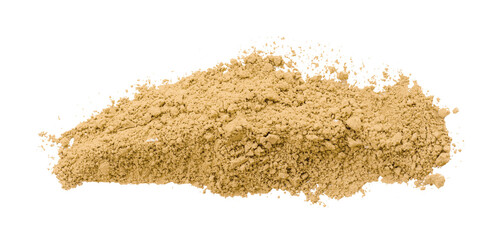 Light brown powder isolated on transparent background.
