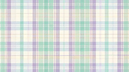 Intertwined Hues of Lavender, Mint, and Ivory in a Geometric Plaid Pattern