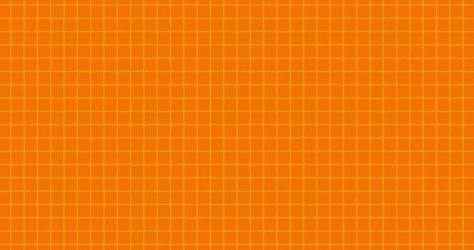 Exercise book grid middle smooth animated yellow on orange. Crazy doodle grunge pulsing stop motion cartoon animation blank color pattern good for titles, intro, school, background, etc...