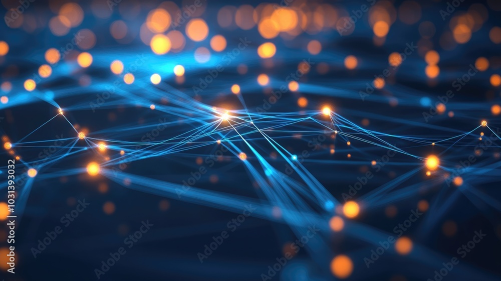 Aufkleber abstract digital nodes and network pathways, illustrating the interconnected world of modern technol