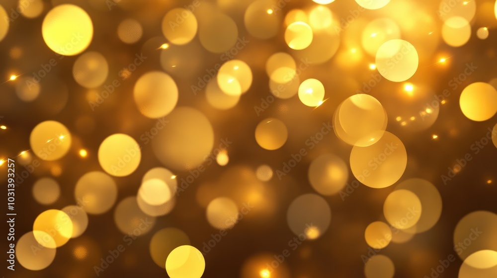 Poster abstract golden bokeh circles forming a soft and glowing pattern, ideal for artistic and creative co