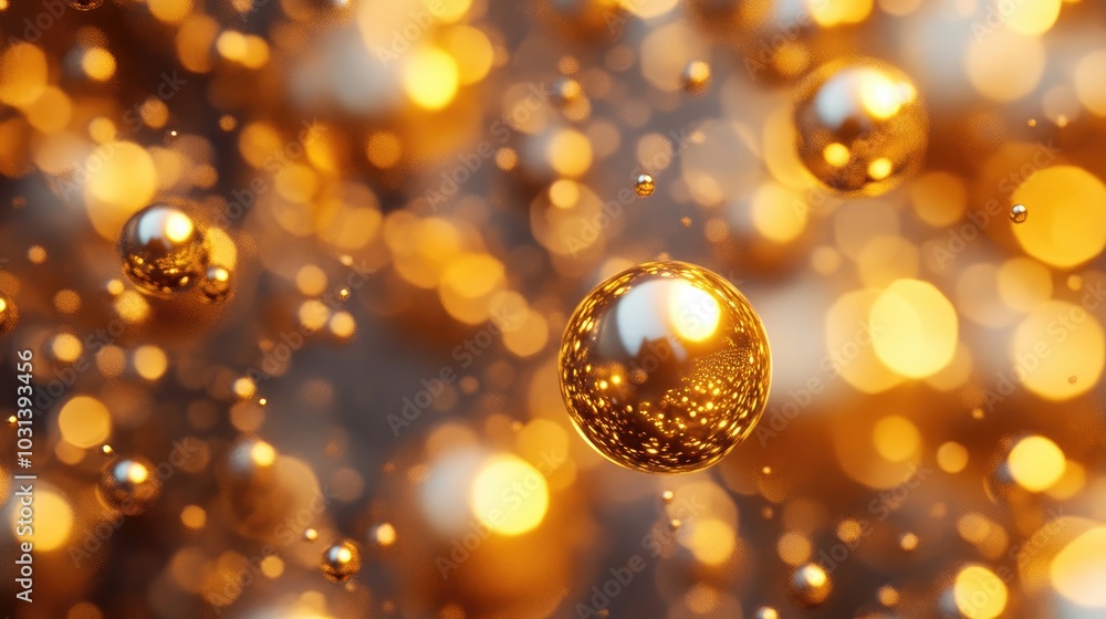 Poster abstract golden bokeh orbs in a scattered arrangement, enhancing visual interest and depth.