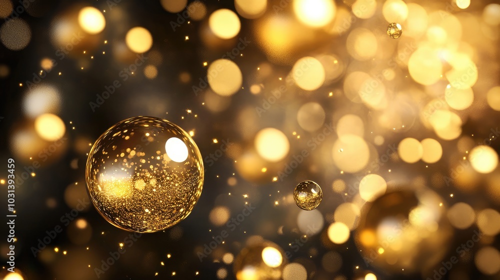 Aufkleber abstract golden bokeh orbs in a scattered arrangement, enhancing visual interest and depth.