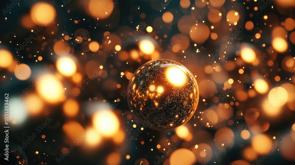 Aufkleber abstract golden bokeh orbs in a scattered arrangement, enhancing visual interest and depth.