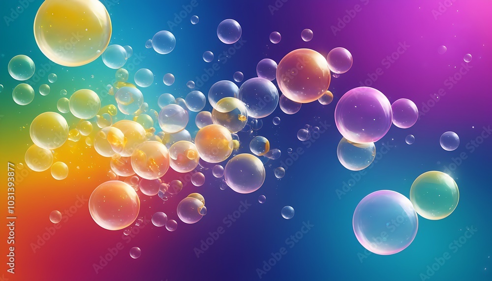 Poster abstract wallpaper of floating bubbles in a dynamic background