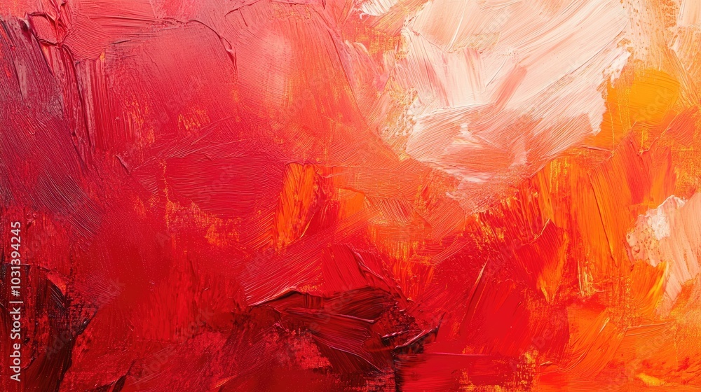 Poster abstract red background with textured brushstrokes and vibrant hues creating a lively and bold atmos
