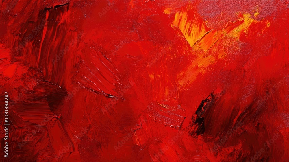 Poster abstract red background with textured brushstrokes and vibrant hues creating a lively and bold atmos