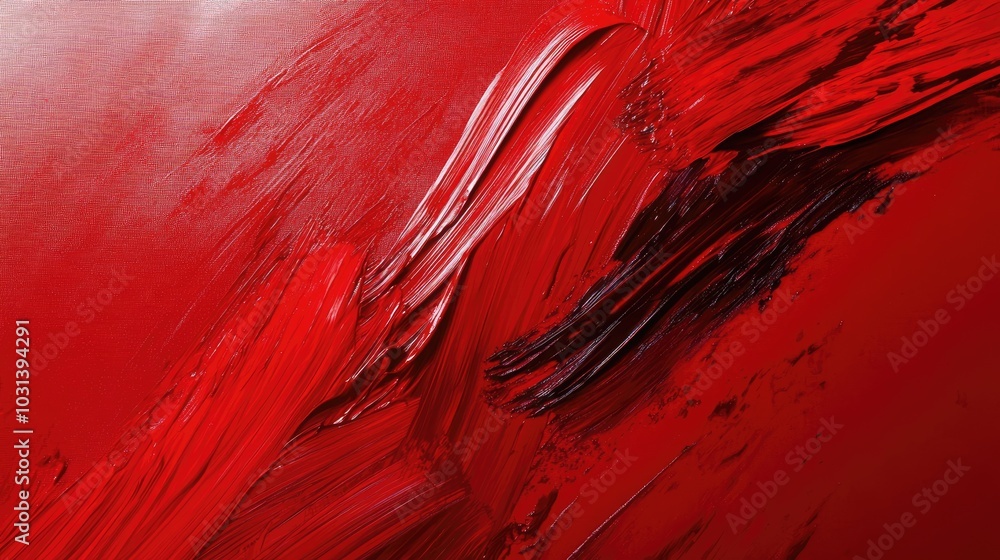 Poster abstract red brush strokes with smooth transitions and subtle textures, forming a visually engaging 