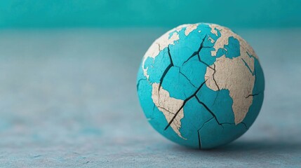 Cracked and Damaged Globe Representing Disrupted International Trade Routes Broken Economic Connections and Ongoing Global Conflicts and Instability