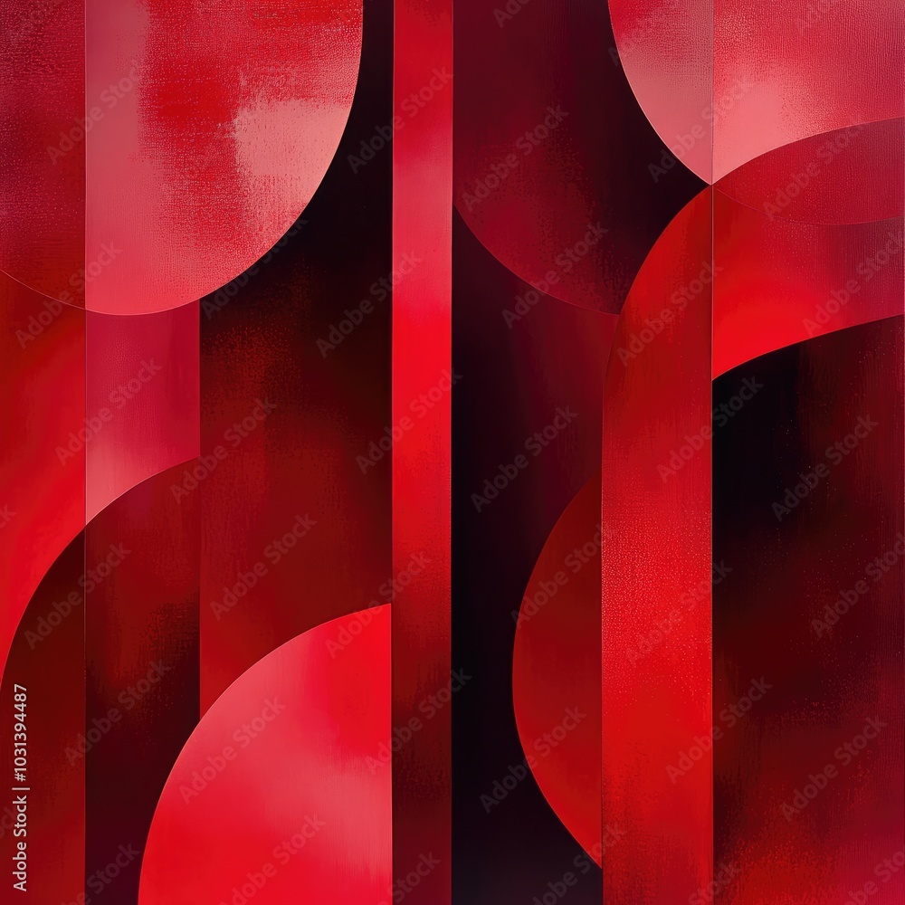 Poster abstract red forms and gradients blending seamlessly into a rich red