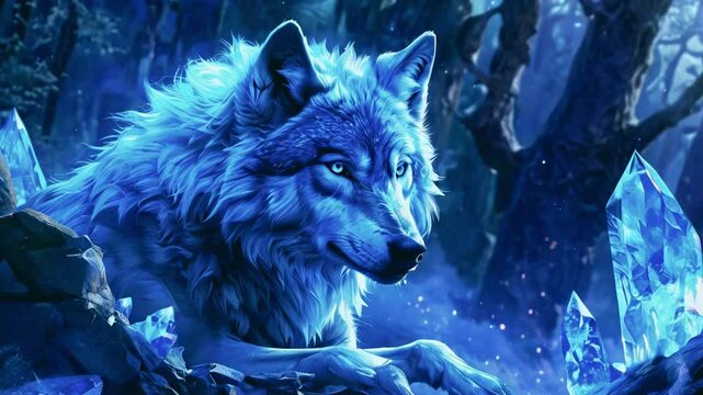 Blue Wolf Guardian of the Crystal Forest