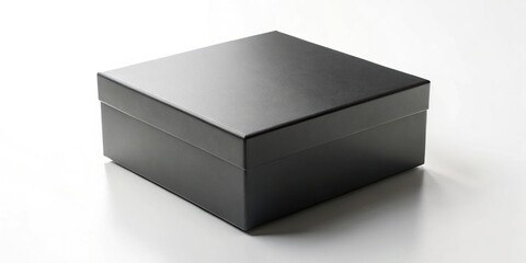 Naklejka premium Low angle view of a black box mockup isolated on a white background