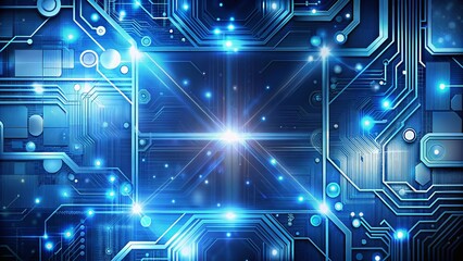 Obraz premium Envisioning Future Technology: Futuristic Desktop Background with Copy Space for Innovation Ideas